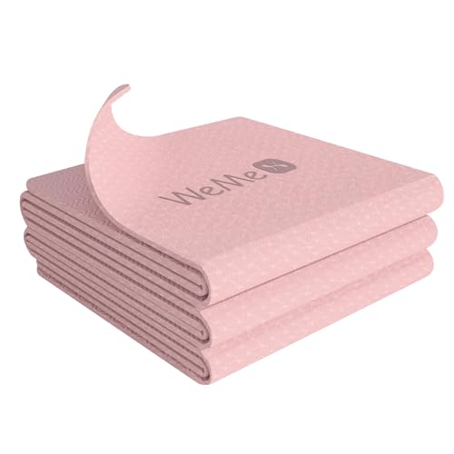 ＷｅＭｅ ヨガマット 折りたたみ 4mm/6mm/8mm トレーニングマット エクササイズマット TPE材料 滑り止め 無毒無害 183cm*61cm ピラティスマット 軽量 初心者 上級者 収納に便利 収納袋付き